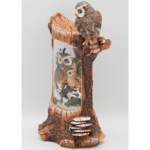 10” Christmas Owl Family Snow Globe, Musical Glittering Christmas Snow Globes - Picture 4 of 6